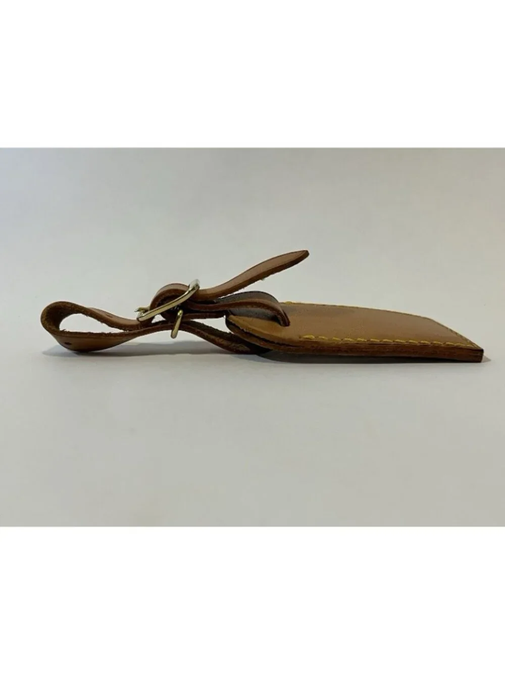 Authentic Louis Vuitton Vachetta Leather Luggage Tag Brass Buckle Made France